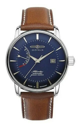 Montre automatique Zeppelin Atlantic r&eacute;serve de marche bracelet cuir pour homme