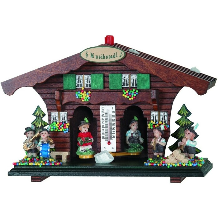 Chalet m&eacute;t&eacute;o thermom&egrave;tre orchestre traditionnel 13 cm