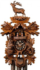 Horloge coucou mécanique 8 jours authentique scène de chasse avec danseurs