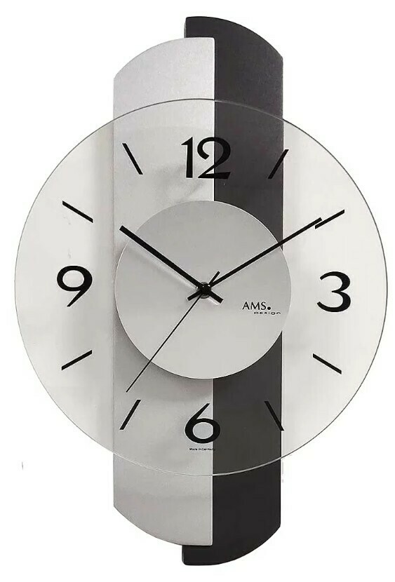 Horloge murale moderne en bois naturel et bois gris