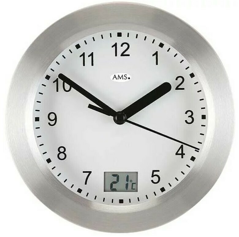 Pendule murale de salle de bain grise &eacute;tanche mural ou &agrave; poser