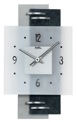 Horloge murale moderne en placage ardoise et verre