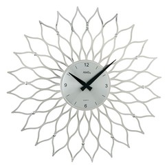 Horloge murale à quartz moderne fleur argentée