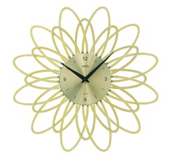 Horloge murale à quartz moderne fleur dorée