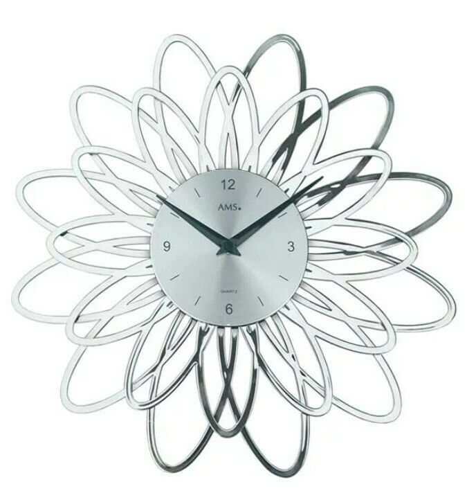 Horloge murale &agrave; quartz moderne fleur argent&eacute;e