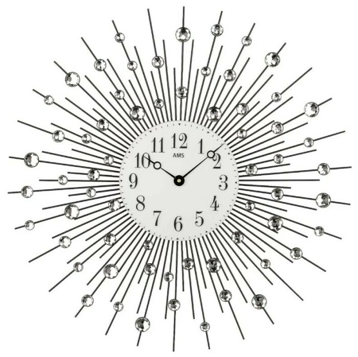 Horloge murale Soleil strass argenté 60 cm