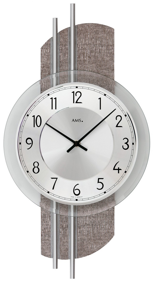 Horloge murale design en verre aluminium et simili cuir