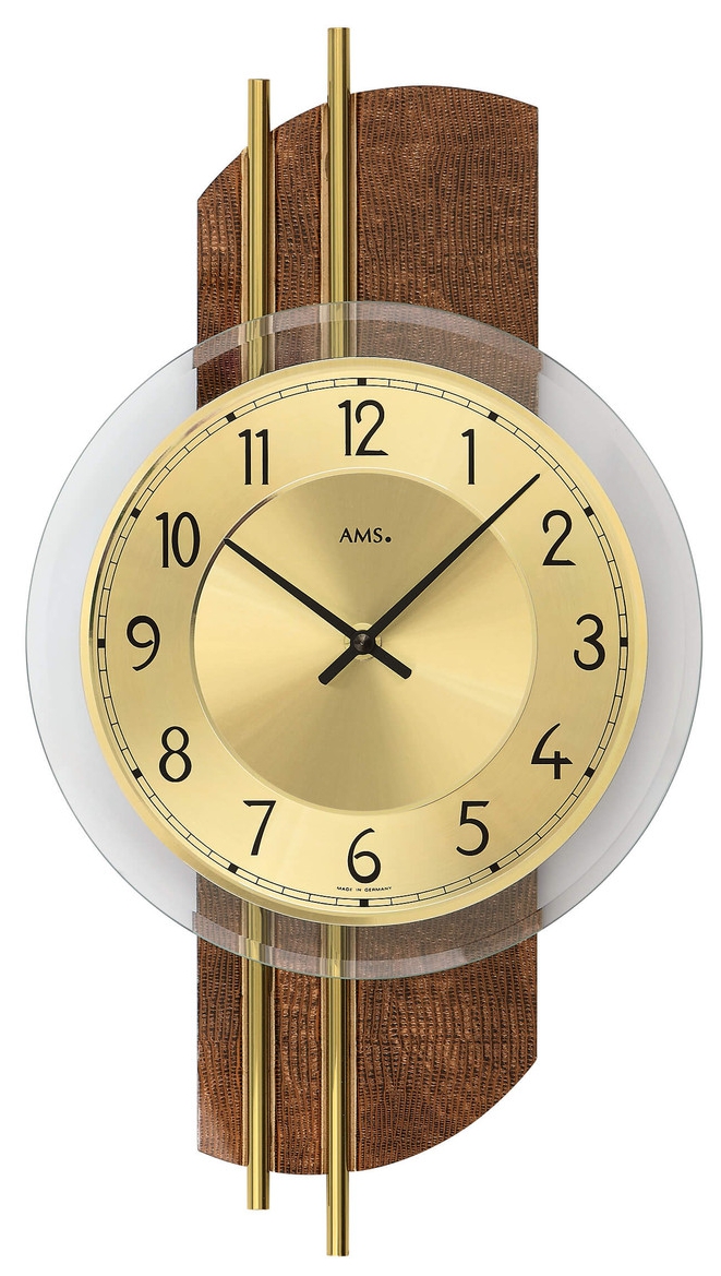 Horloge murale design marron et laiton