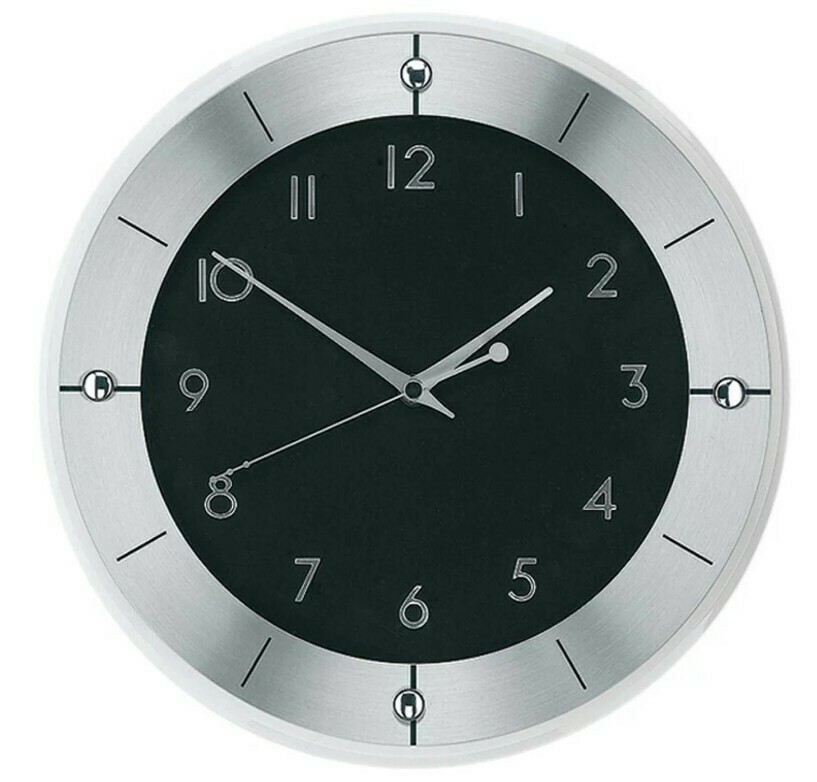 Pendule murale moderne grise en verre_cadran noir