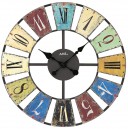 Horloge murale design grand diam&egrave;tre index Vintage et color&eacute;s