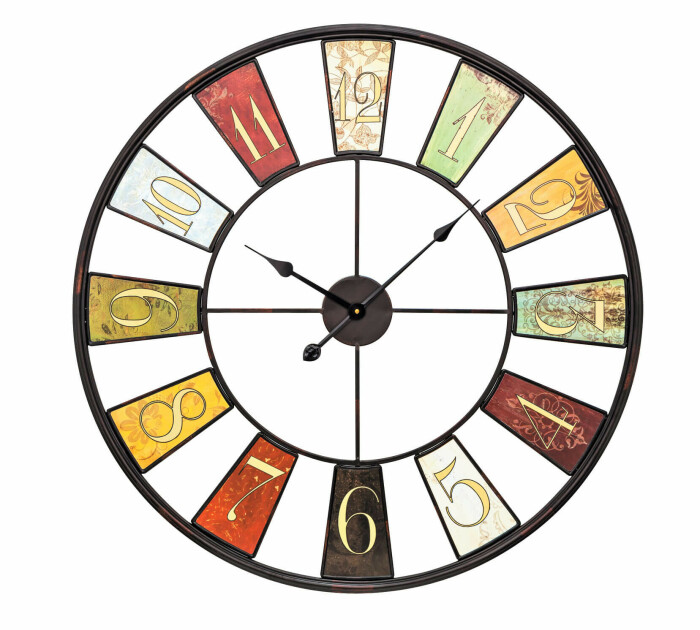 Grande horloge murale colorée en métal Ø 80 cm