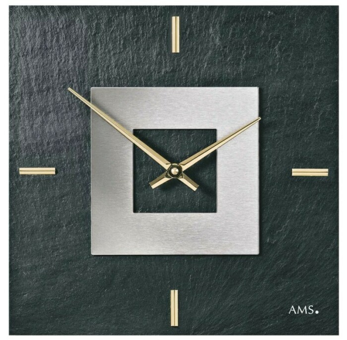Horloge murale carrée noire en ardoise