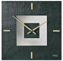 Horloge murale carr&eacute;e noire en ardoise