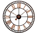 Horloge murale ronde cuivr&eacute;e m&eacute;tal d&eacute;co chiffres romains