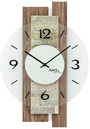 Horloge murale design en bois de noyer et pierres naturelles