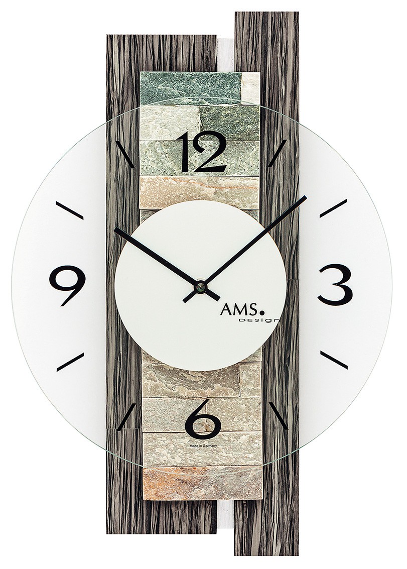 Horloge murale design en bois et pierres naturelles