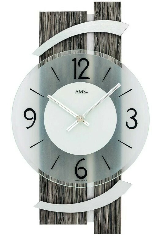 Pendule design en bois gris et aluminium