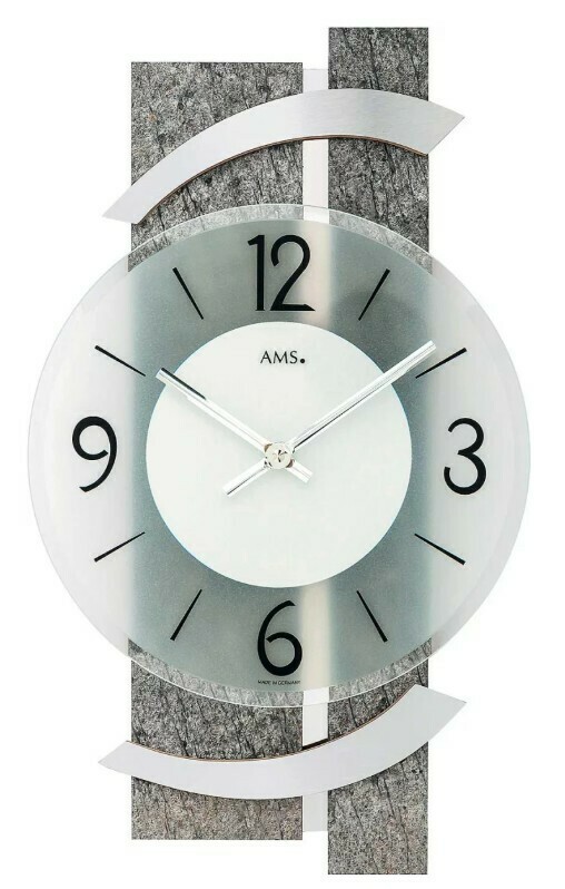 Pendule design en bois effet pierre et aluminium