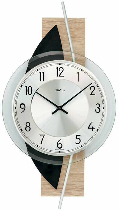 Horloge murale design en bois clair et ardoise