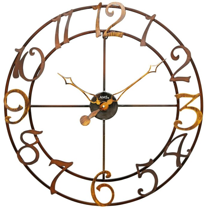 Grande horloge murale cuivrée en métal Ø 60 cm