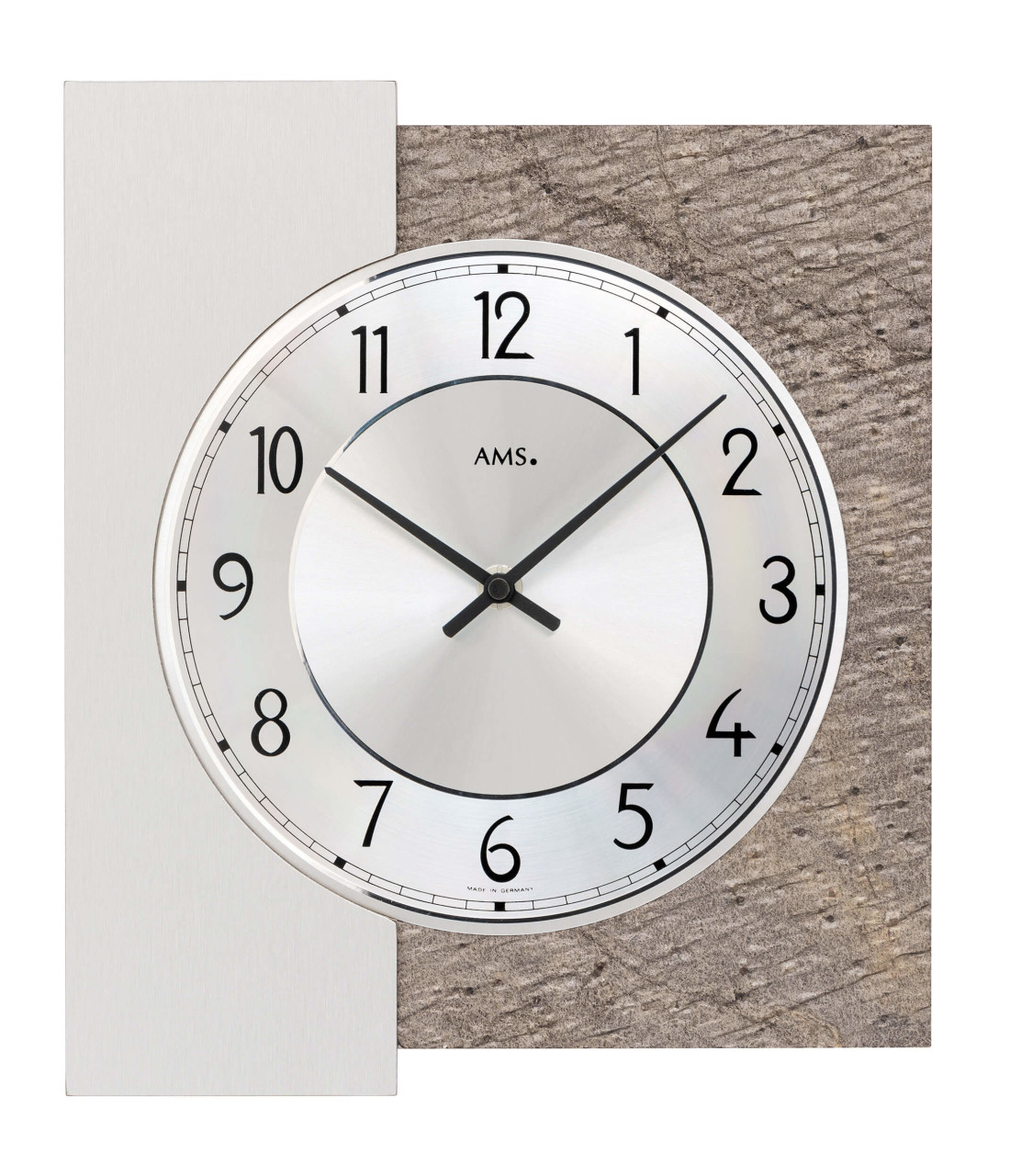 Horloge murale moderne rectangulaire en aluminium et pierre naturelle