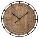 Horloge murale en bois chiffres sculpt&eacute;s