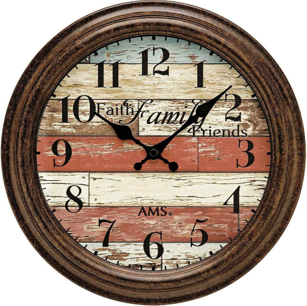 Horloge murale en plastique marron style vintage