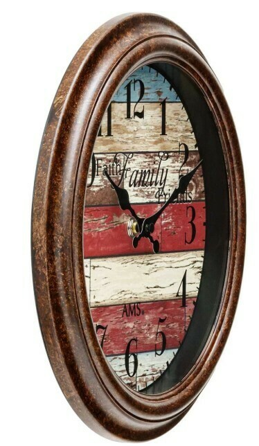 Horloge murale en plastique marron style vintage_profil