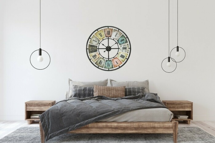 Horloge murale grand diamètre multicolore Ø 80 cm