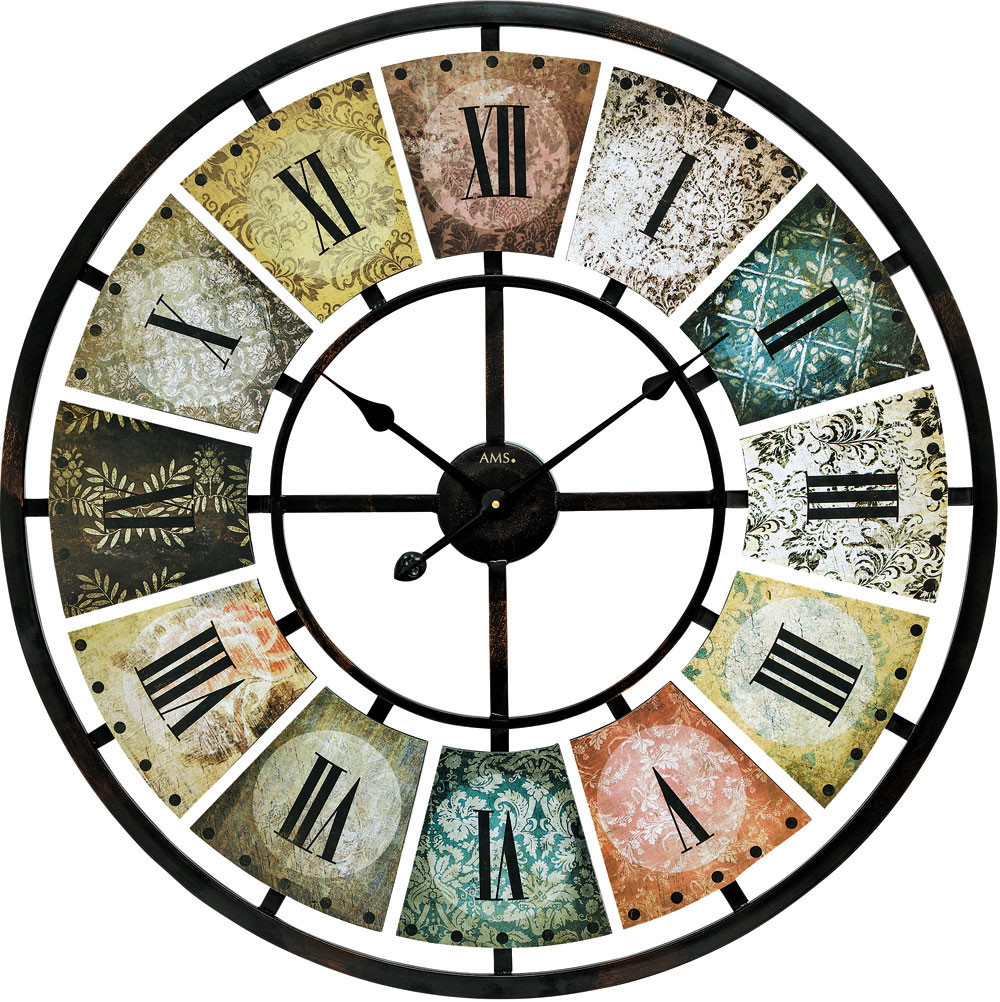 Horloge murale grand diam&egrave;tre multicolore &Oslash; 80 cm