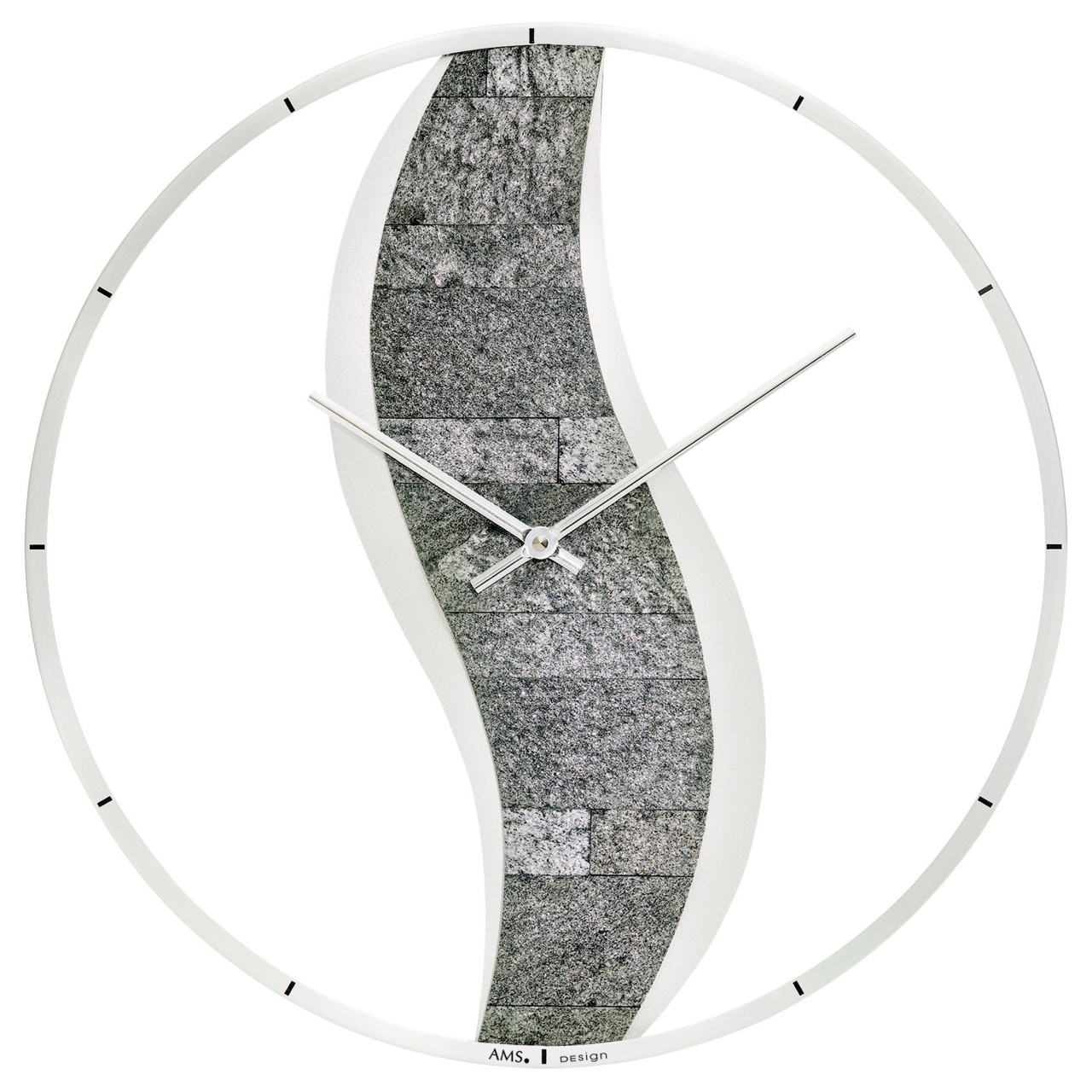 Horloge murale design argent&eacute;e en pierres