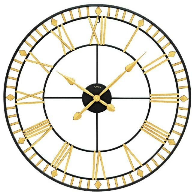 Pendule murale en métal doré grands chiffres romains