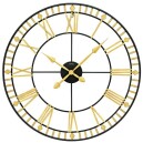 Pendule murale en m&eacute;tal dor&eacute; grands chiffres romains
