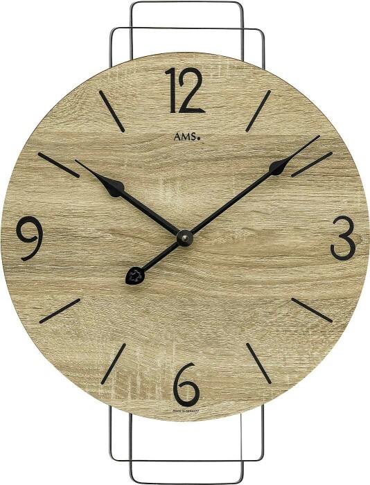 Horloge murale ronde en bois de Sonoma support métal