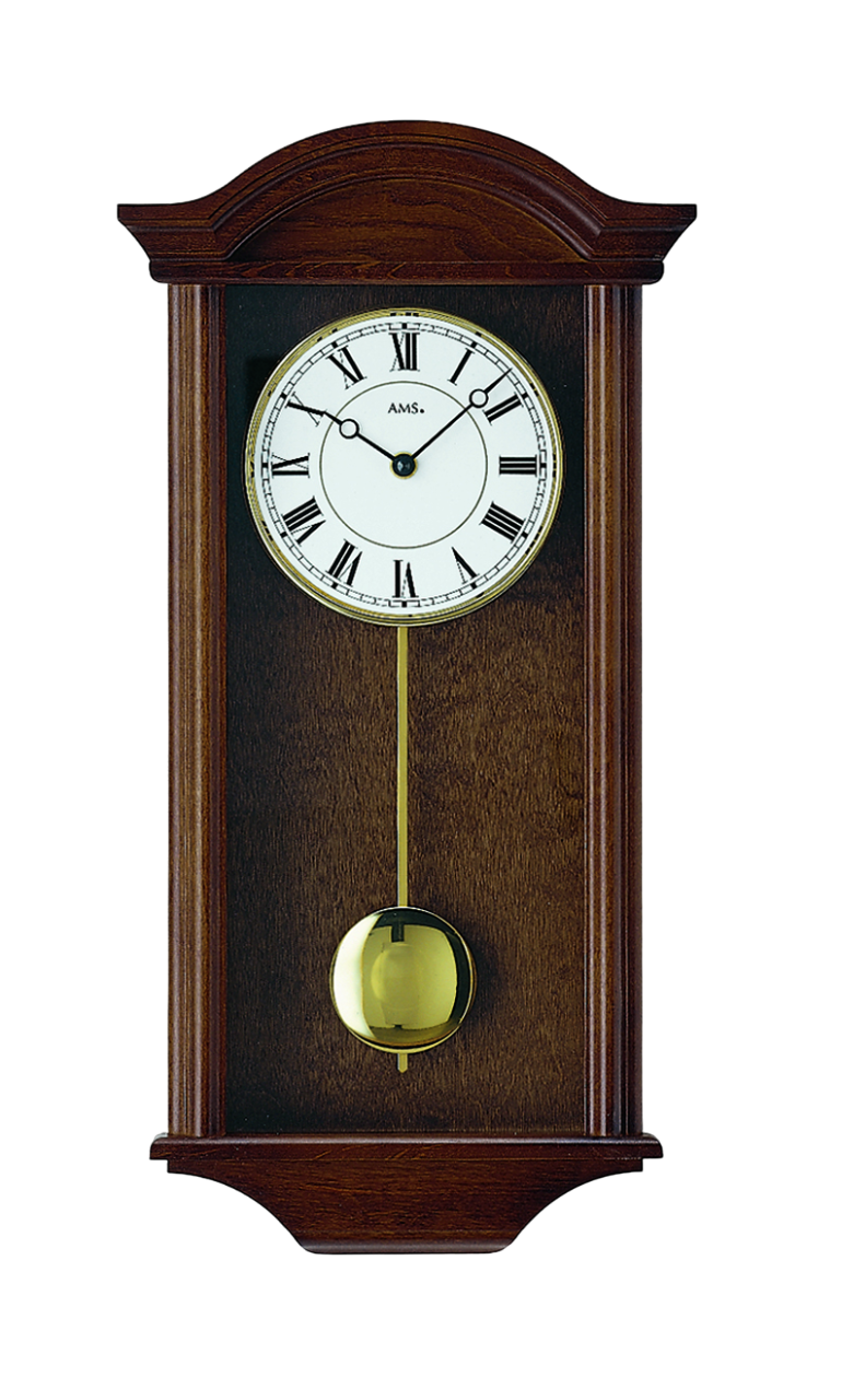 Pendule murale carillon &agrave; quartz entourage en noyer