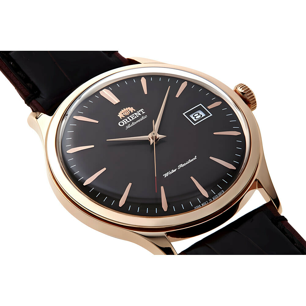Montre automatique Orient Bambino V4 cadran brun homme AC08001T pos&eacute;e