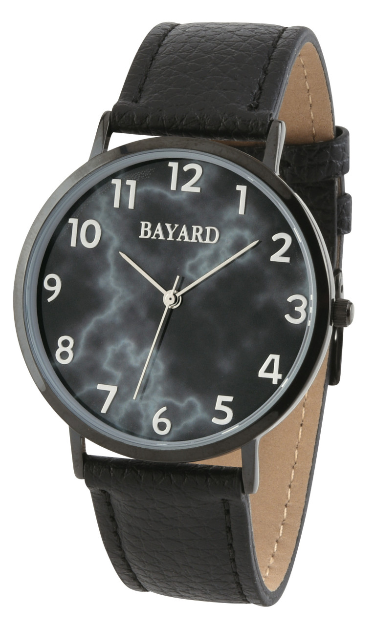 Montre &agrave; quartz dame noire cadran noir Bayard