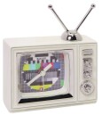 R&eacute;veil miniature en m&eacute;tal blanc poste de t&eacute;l&eacute;vision Bayard