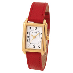 Montre à quartz rectangulaire bracelet rouge