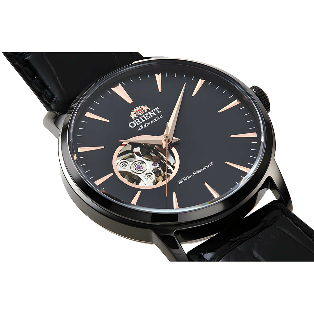 Montre automatique Orient PVD noir homme AG02001B pos&eacute;e