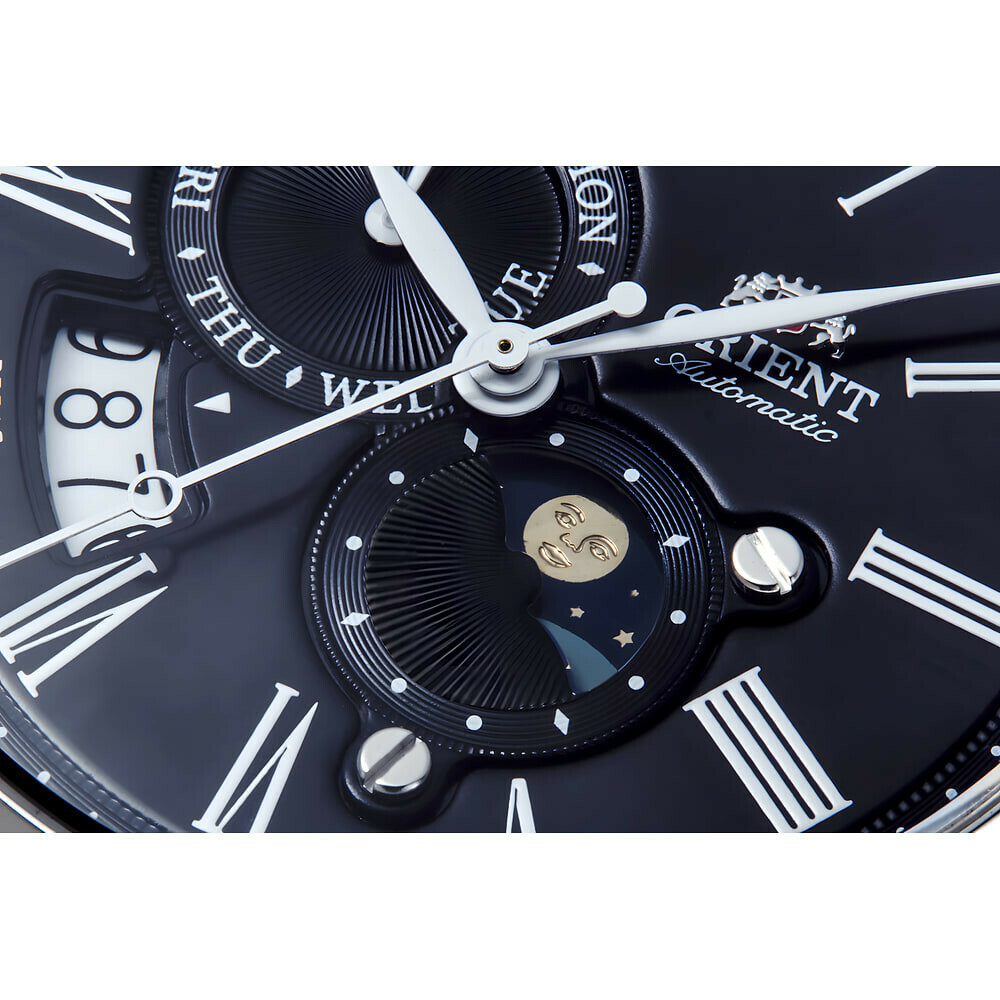 Montre automatique Orient Sun and Moon cadran noir homme RA-AK0010B zoom 1