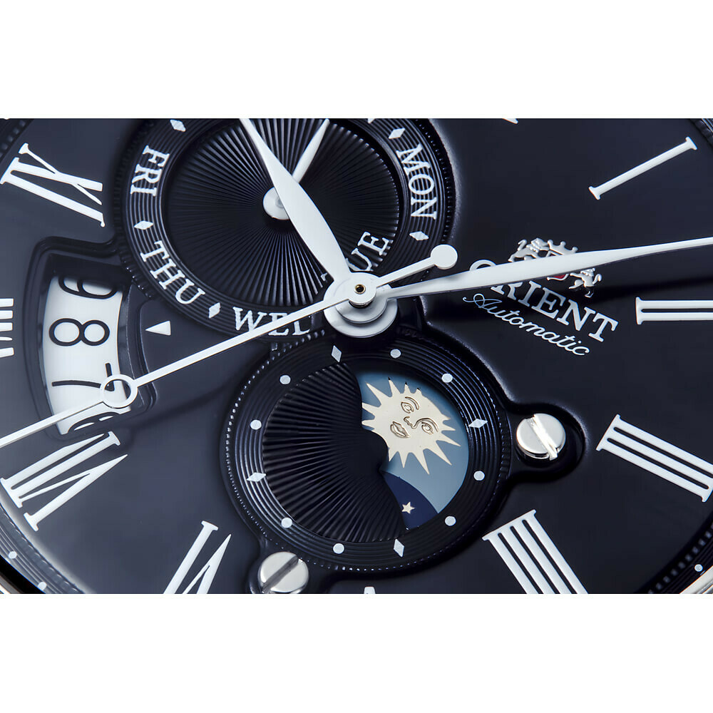 Montre automatique Orient Sun and Moon cadran noir homme RA-AK0010B zoom 2