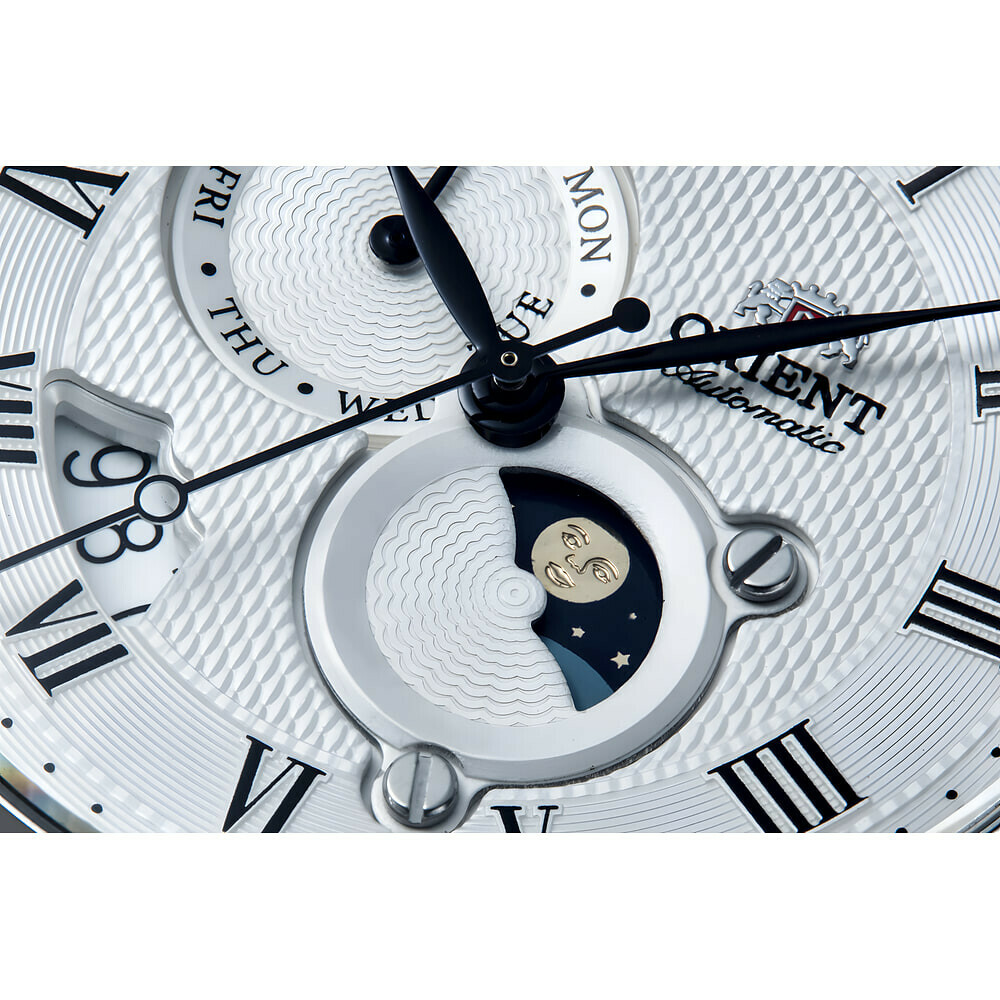 Montre automatique Orient phase de lune cadran blanc homme RA-AK0008S zoom 1