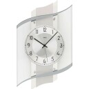 Horloge murale moderne radio-pilot&eacute;e en verre, aluminium et bois gris