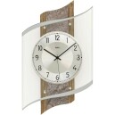 Horloge murale moderne radio-pilot&eacute;e en verre, aluminium et bois de noyer