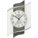 Horloge murale moderne radio-pilot&eacute;e en verre, aluminium et bois noir