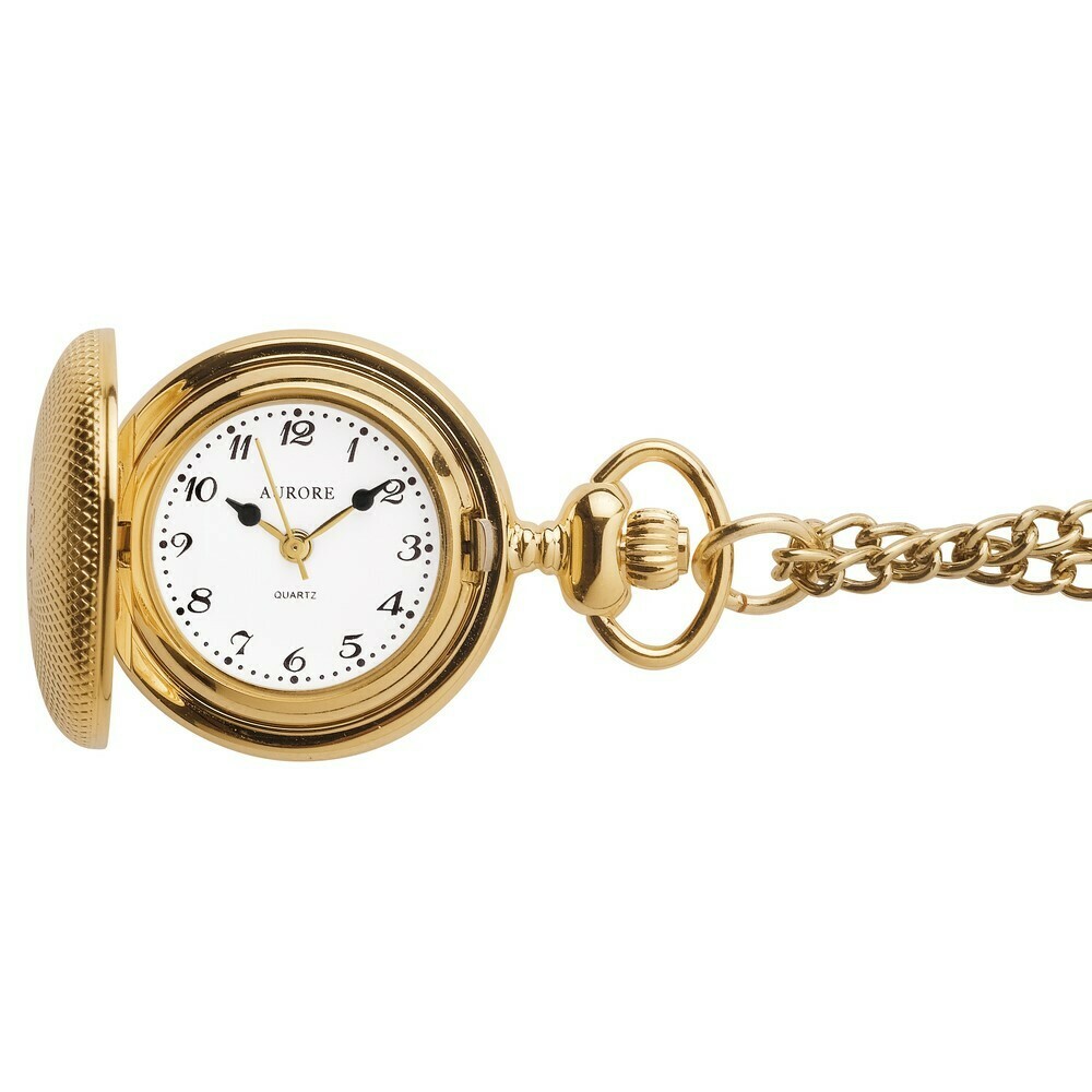 Montre pendentif dor&eacute;e &agrave; piles chiffres arabes