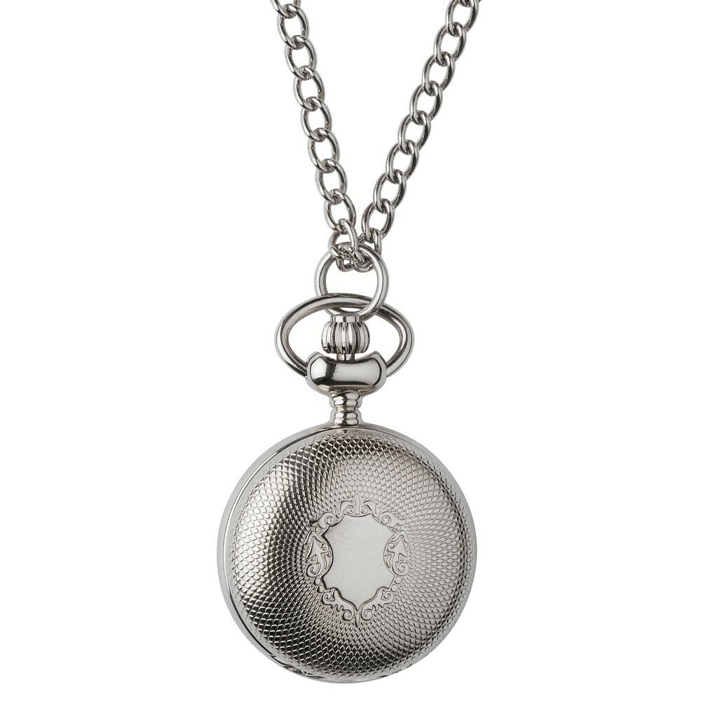 Montre pendentif argent&eacute;e &agrave; piles chiffres arabes_ferm&eacute;