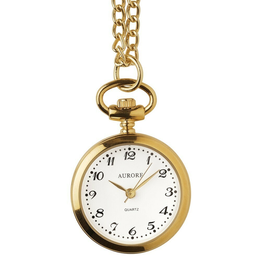 Montre pendentif dor&eacute;e &agrave; piles chiffres arabes