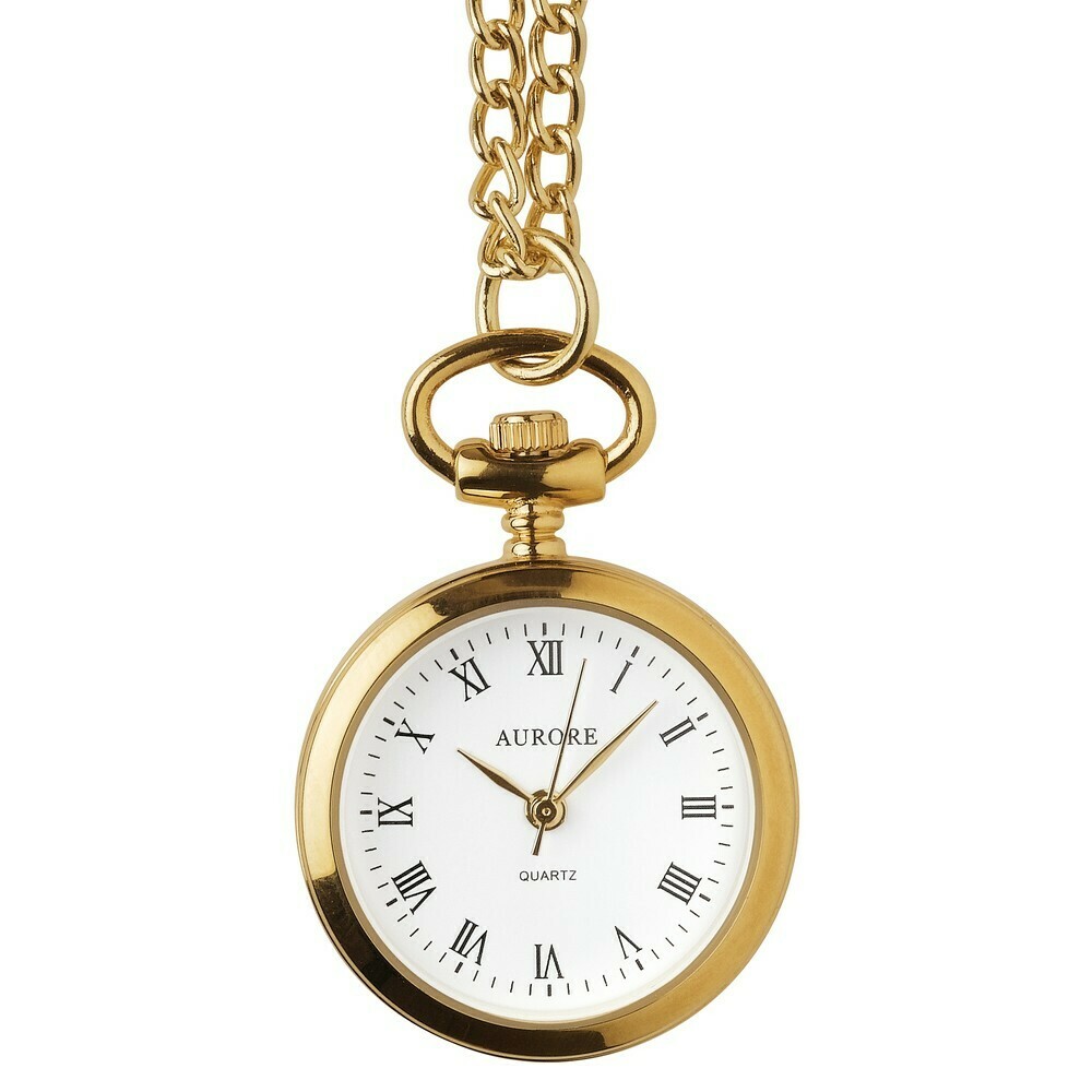 Montre pendentif dor&eacute;e &agrave; piles chiffres romains